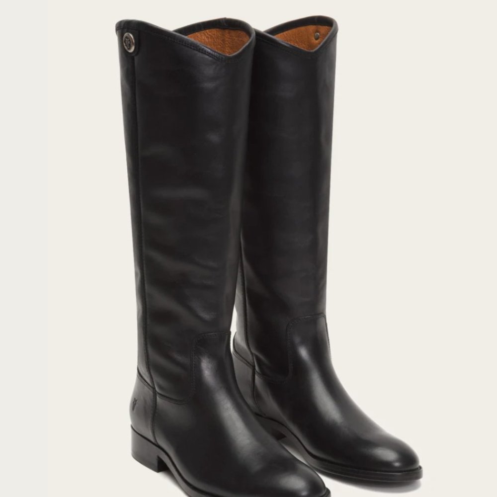 Frye Melissa Black Leather Riding Boot Size 8
